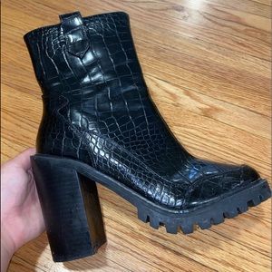 Leather Snake Skin Booties